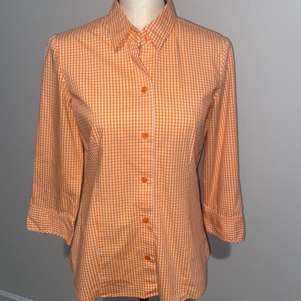 Orange and White Blouse
